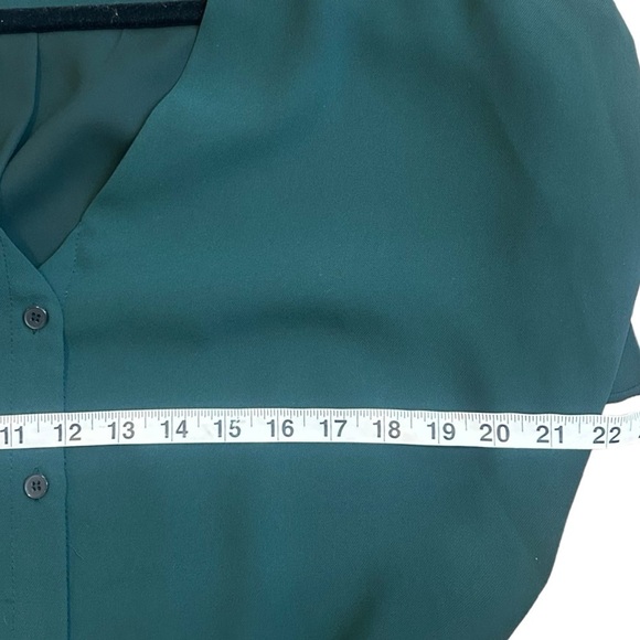 Frank And Oak GREEN Button Down Short Sleeve Mini Dress with Front Tie - Picture 10 of 11